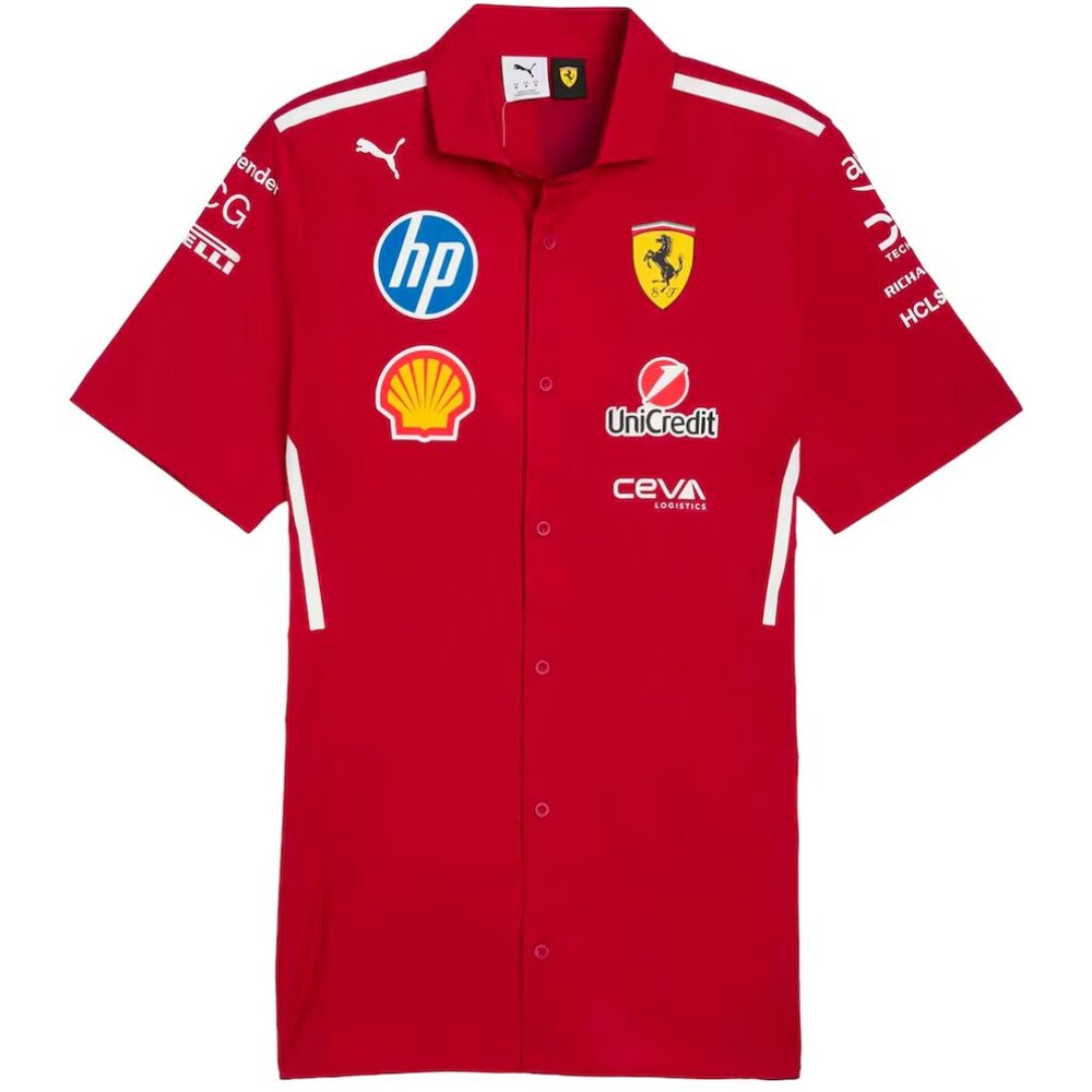 Puma Scuderia Ferrari 2025 Racing Team Stretch Cotton Poplin Button-Up Shirt
